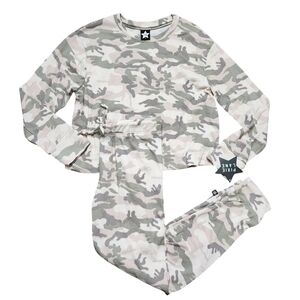 NWT Pixie Lane Kids Camouflage Pajama Set - Green and Gray